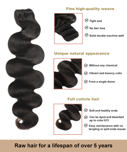 Raw Hair Body wave Bundle