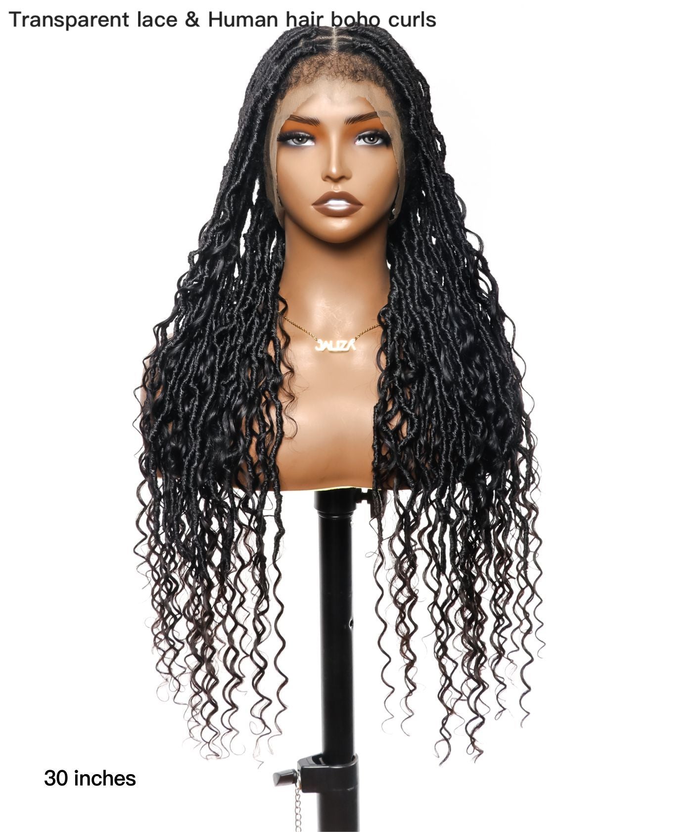 Locs Wig with Human Hair Boho Curls and Human Baby Hair