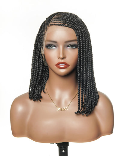 Pre Bleached Human Hair Lace Cornrow Style HD Full Lace Bob Box Braided Wig(Made to order, ships in 1-2 weeks)