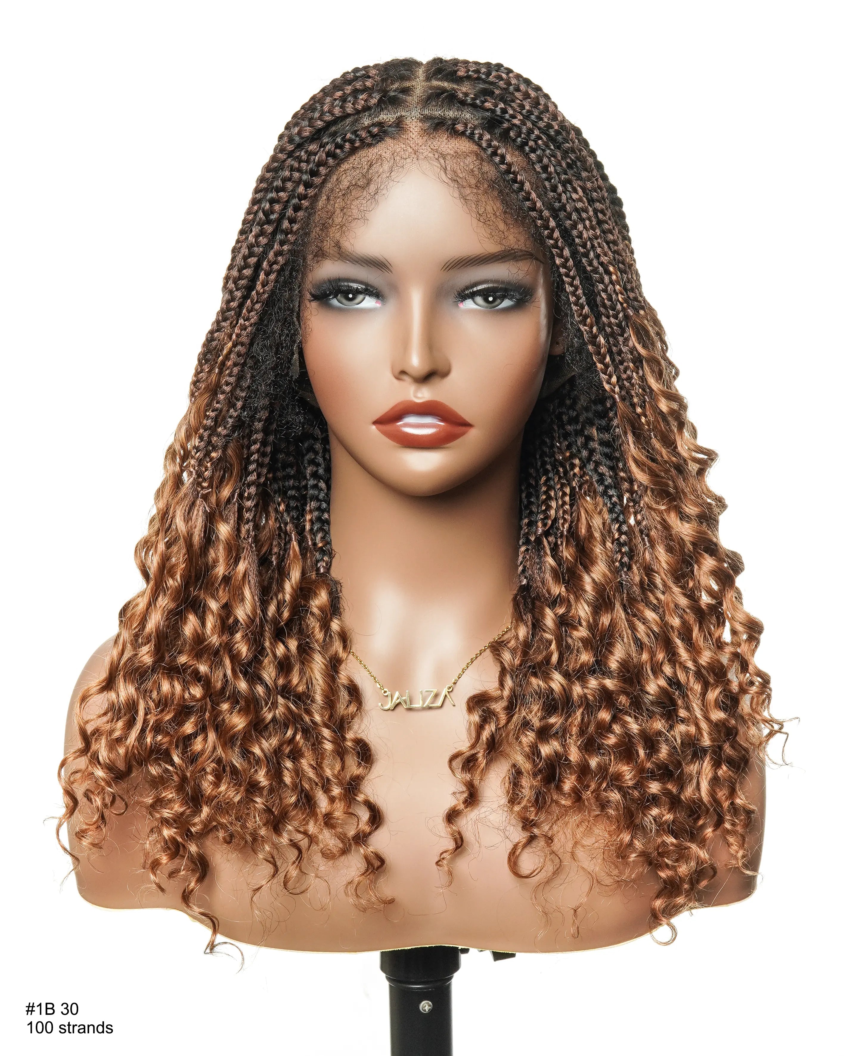 Short Pre Bleached HD Full Lace Knotless Box Braided Wig With Human Hair Curly Ends