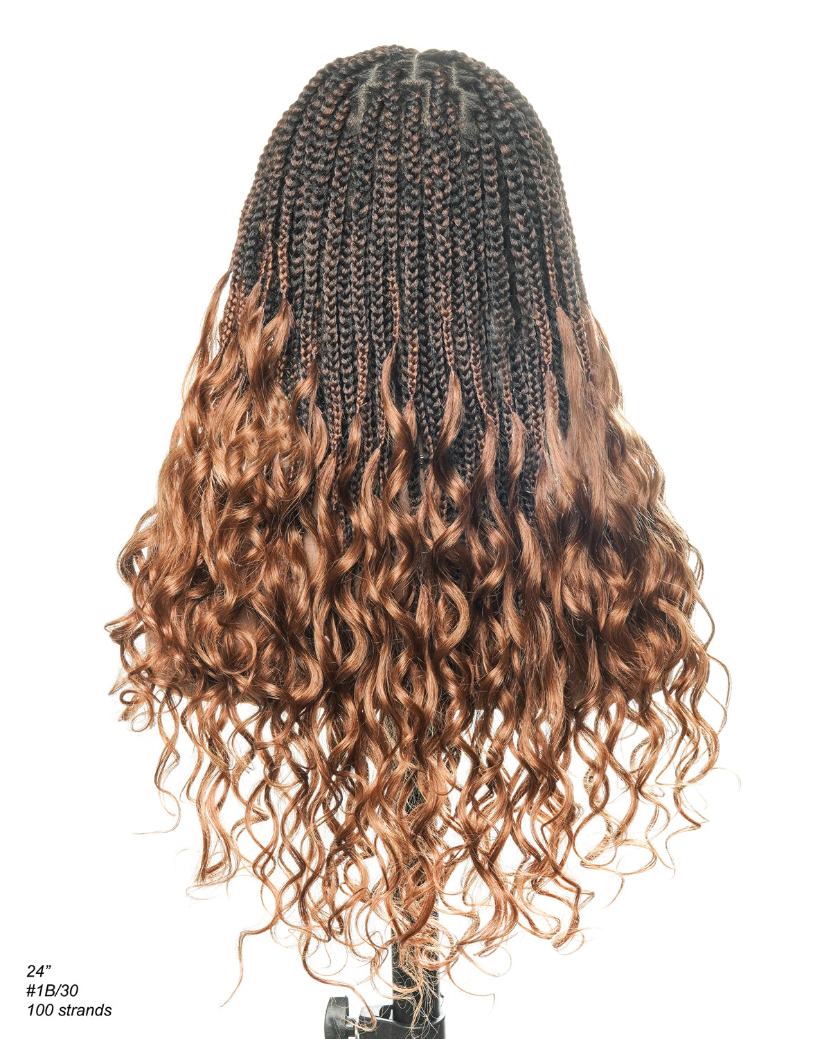 24" Pre Bleached French Curl HD Full Lace Knotless Box Braided Wig With Human Hair Curly Ends