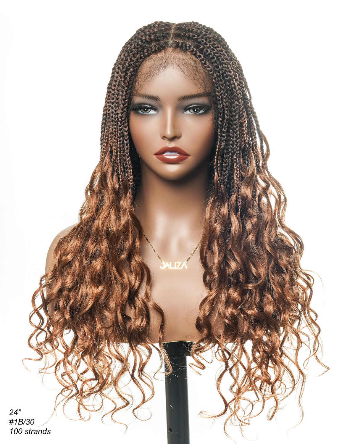 24" Pre Bleached Human Hair Full Lace HD Knotless Box Braided Wig With Human Hair Curly Ends