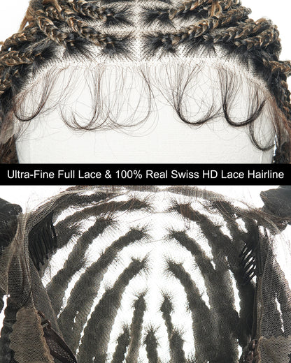 full lace braided wig hand tied