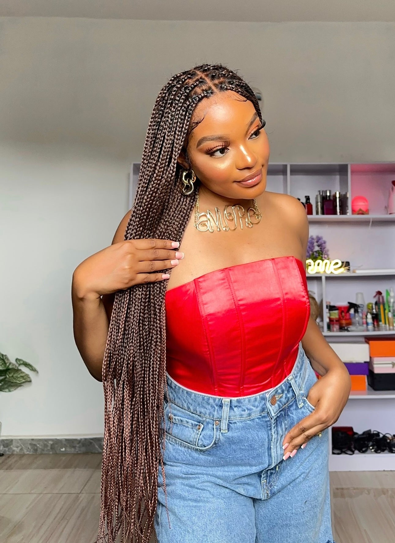 full lace wig box braids