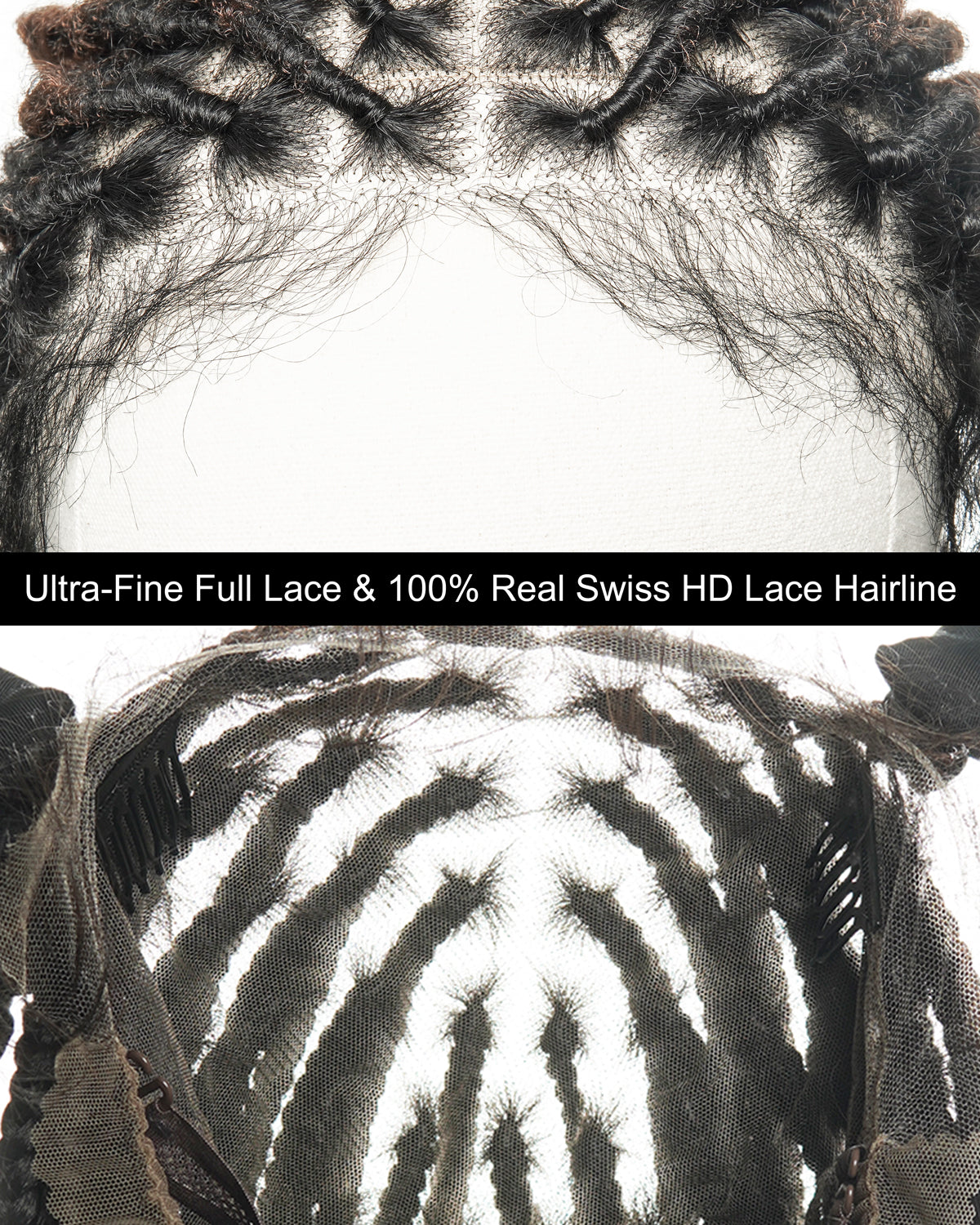 Salon-level Knotless Boho Locs HD Full Lace Human Hair Boho Curls 80 Strands Braided Wig