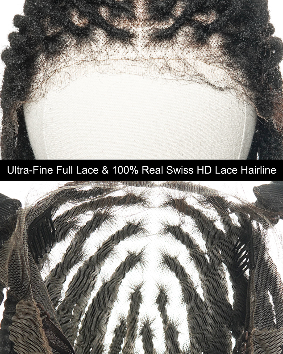 100% Human Hair Salon-level Pre Bleached HD Full Lace Knotless Boho Locs Braided Wig 30" 100 Strands