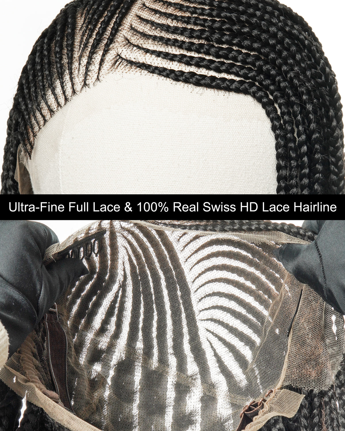 cornrow hd bob wig