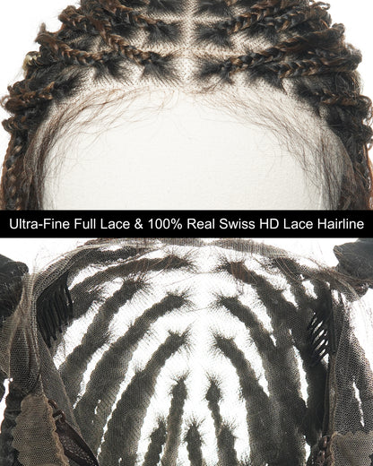 Extra Full Density HD Full Lace Blend Color 1B 30 27 613 Human Hair Boho Style Boho Box Braided Wig 100 Strands (Scheduled to ship on February 15th)