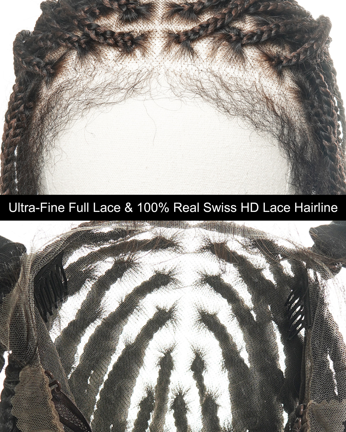 24" Pre Bleached French Curl HD Full Lace Knotless Box Braided Wig With Human Hair Curly Ends