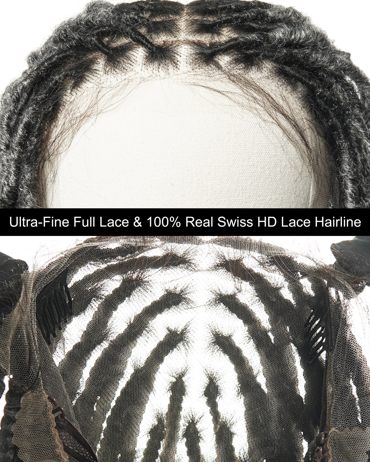 Salon-level Salt & Pepper Knotless Locs HD Full Lace Wig 80 Strands