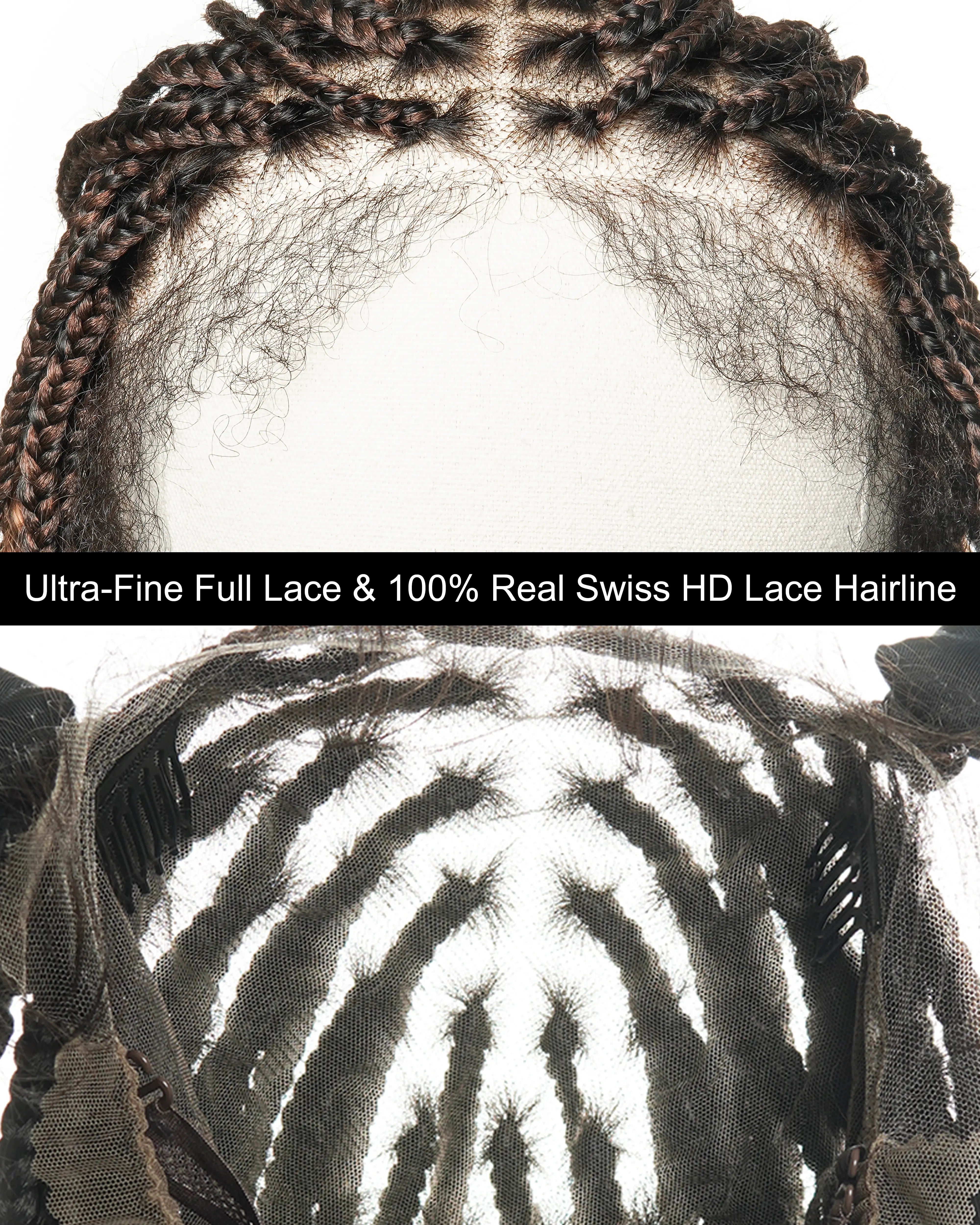 16" Pre Bleached Human Hair Lace & Human Hair Culry Ends HD Full Lace Knotless Curly Braided Wig 100 Strands(Made to order, ships in 1-2 weeks)