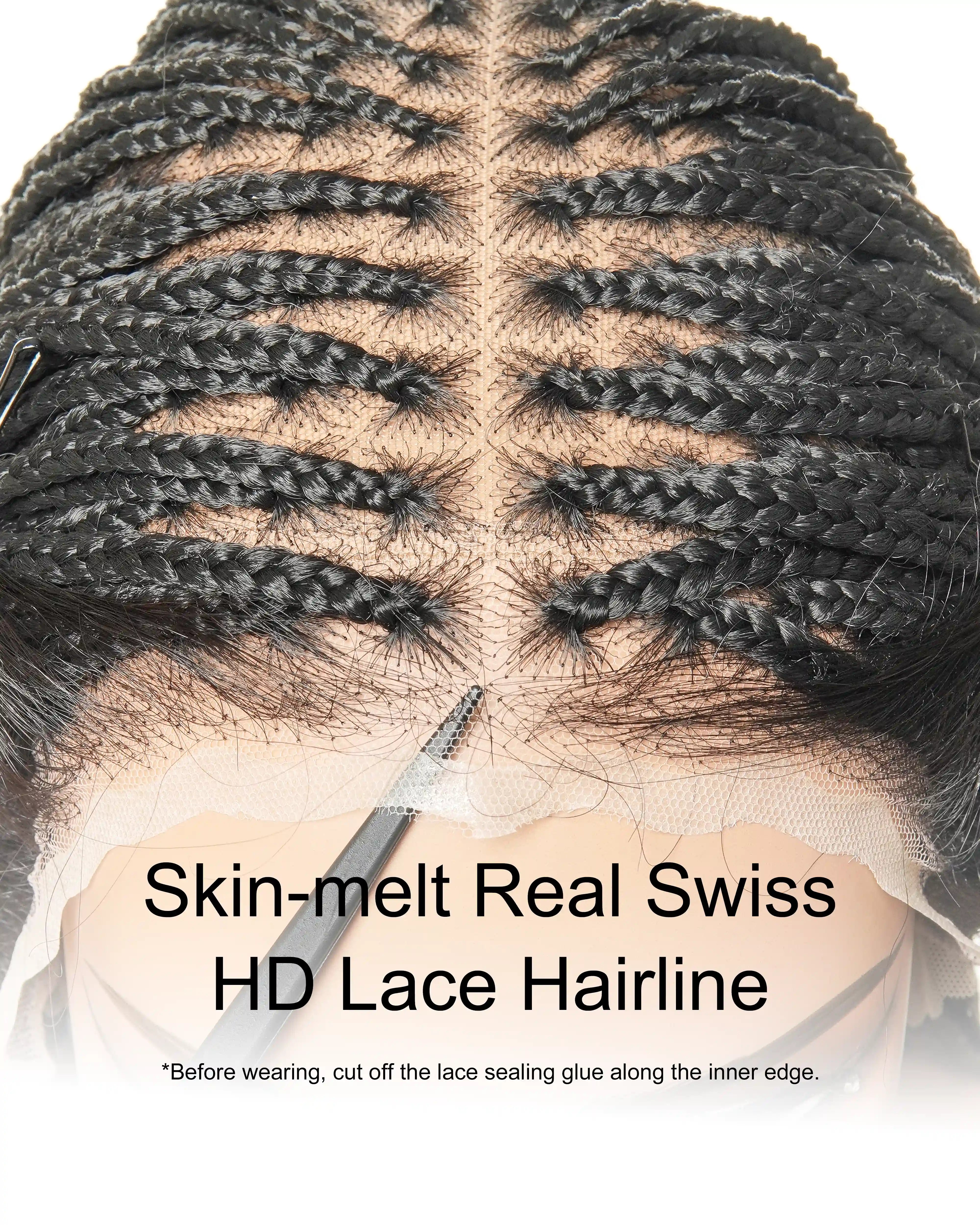 HD Full Lace Knotless Micro Box Braided Wig 36" 200 Strands