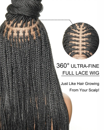 HD Full Lace Knotless Micro Box Braided Wig 36" 200 Strands