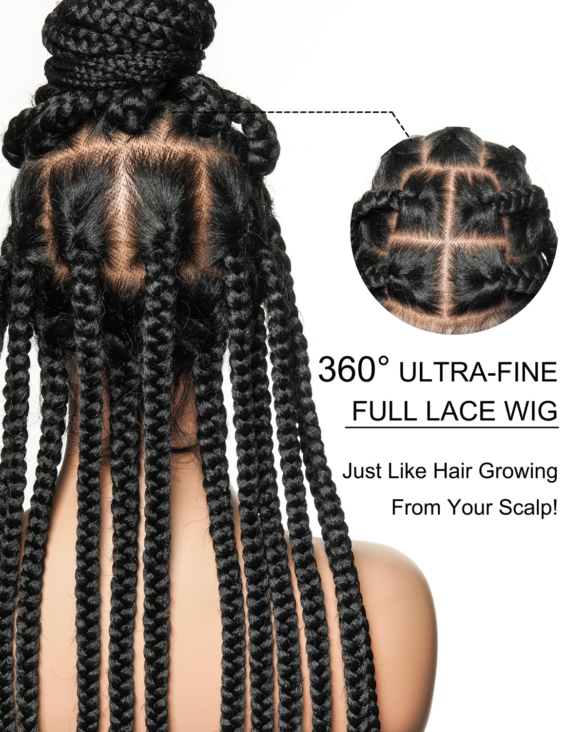 Knotless Jumbo Box HD Lace Full Hand-tied Braided Wig 36/48 Inches 24 Strands - Human Baby Hair