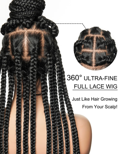 Knotless Jumbo Box HD Lace Full Hand-tied Braided Wig 36/48 Inches 24 Strands - Human Baby Hair