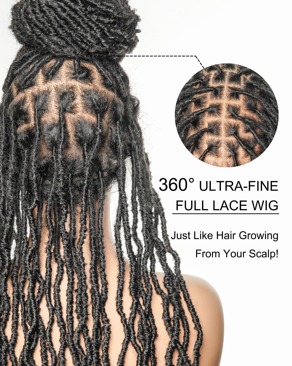 24" Pre Bleached Human Hair Lace HD Faux Locs Wig Salon-level Full Lace 80 Strands(Made to order, ships in 1-2 weeks)