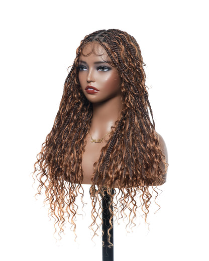 glueless boho braided wig human hair