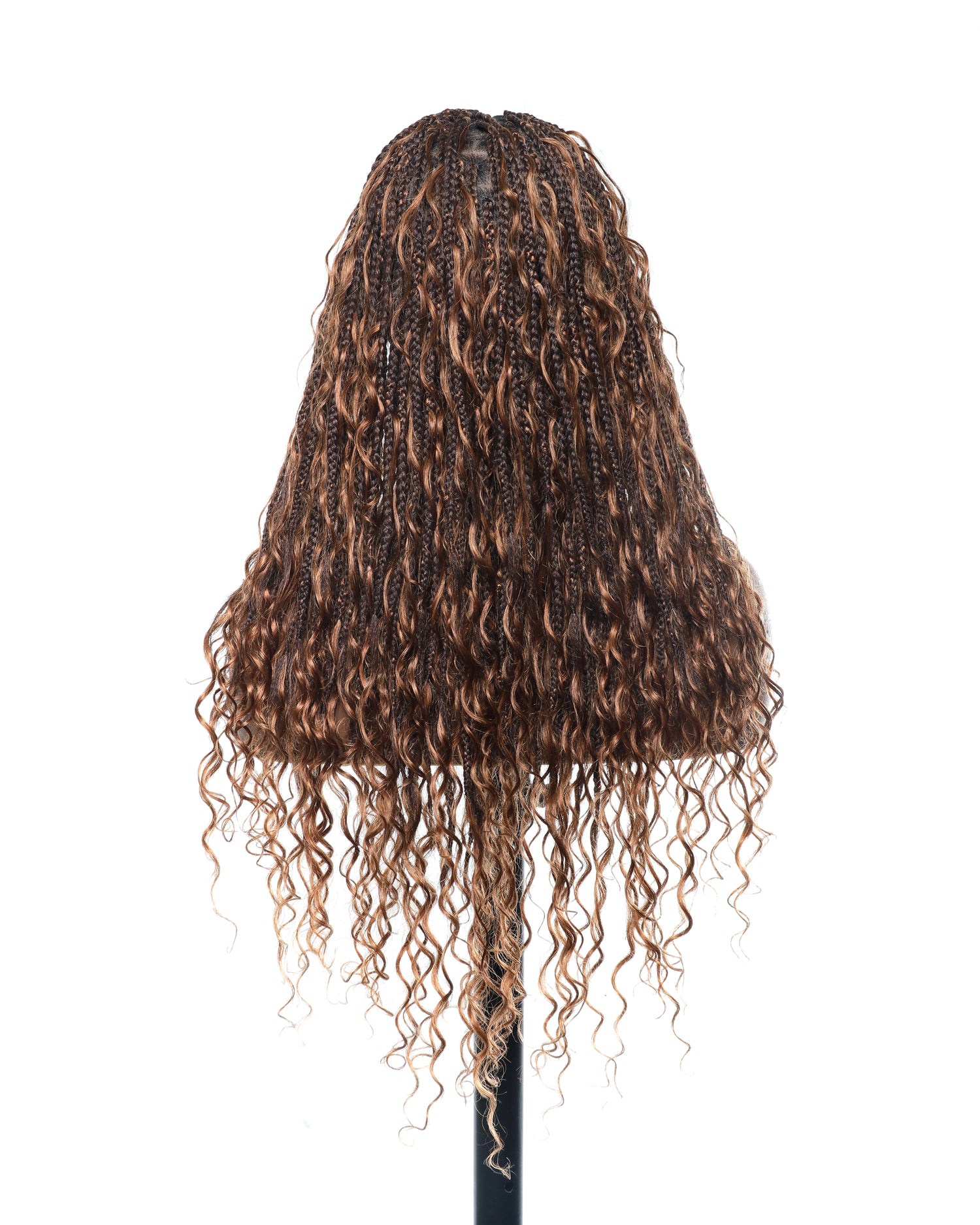 Glueless 24" Pre Cut HD Full Lace Lightweight Ready-To-Go Box Braided Wig with Human Hair Boho Curls