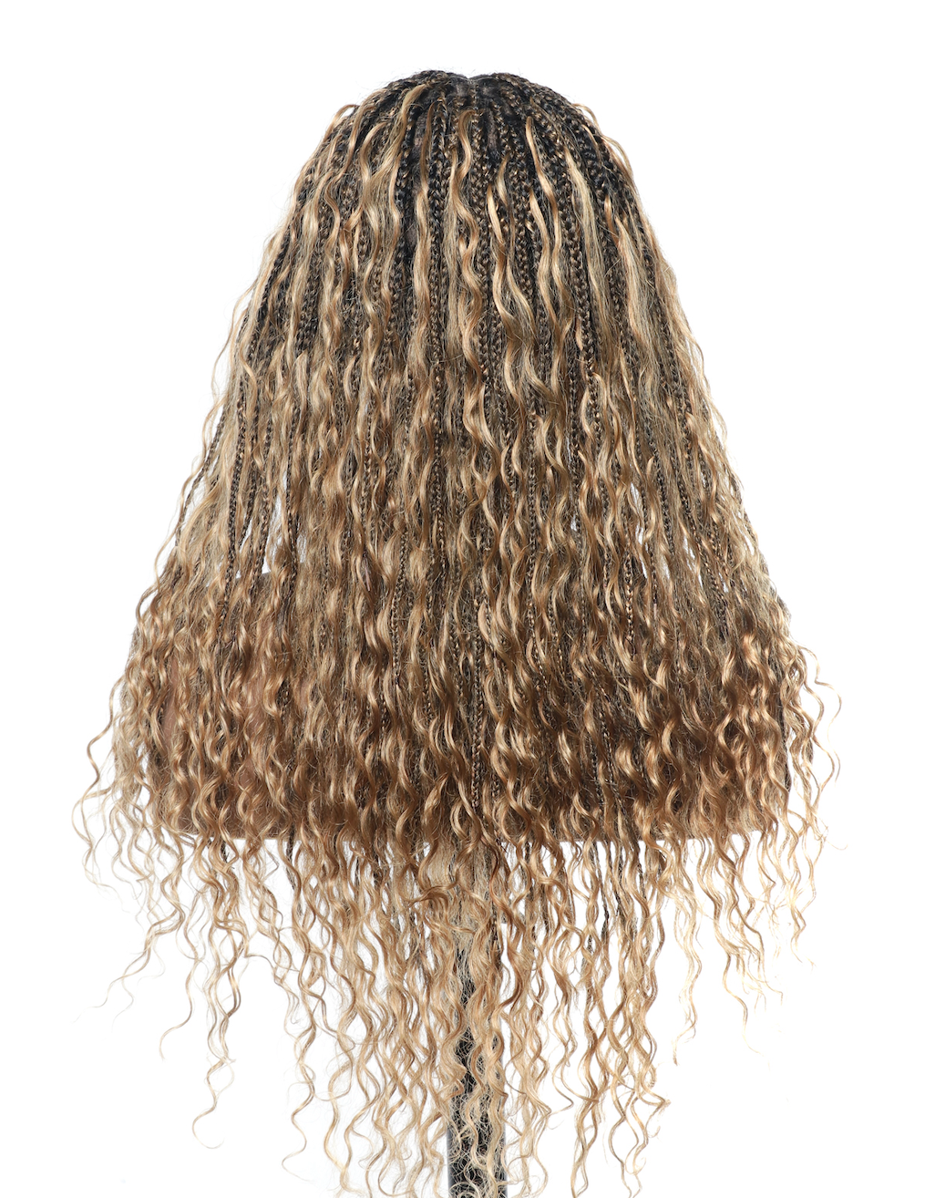 24" HD Lace Lightweight Tangleless Human Hair curls Full Hand Tied Boho Box Braided Wig