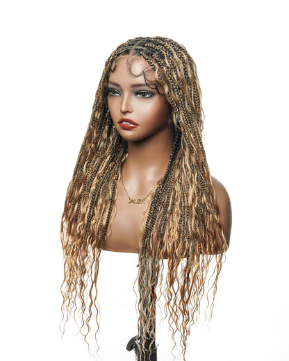 human hair boho braided wig