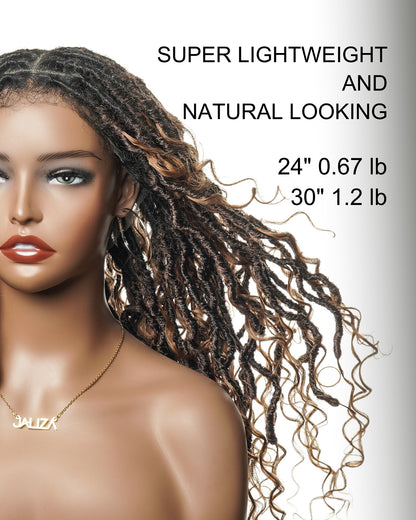 Salon-level Knotless Boho Locs HD Full Lace Human Hair Boho Curls 80 Strands Braided Wig