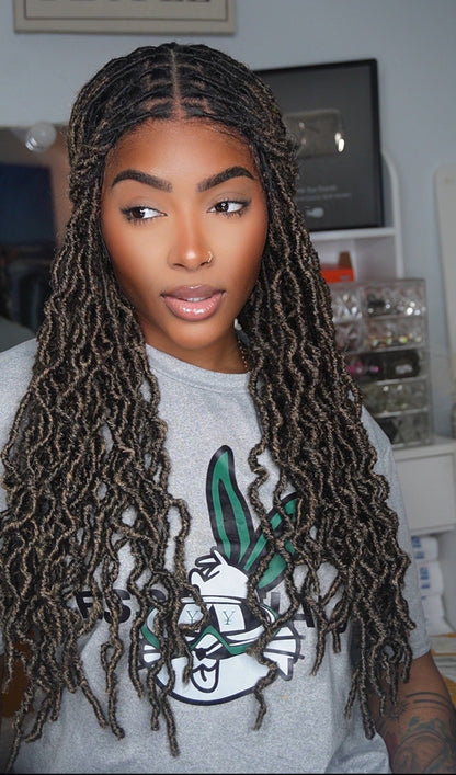 Salon-Level Knotless Locs HD Full Lace 24" 80 Strands Braided Wig