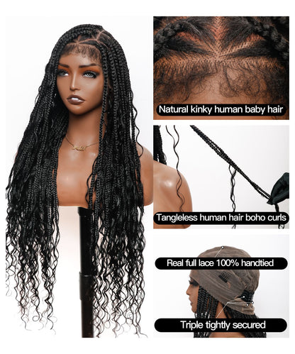 medium triangle box braids wig 5