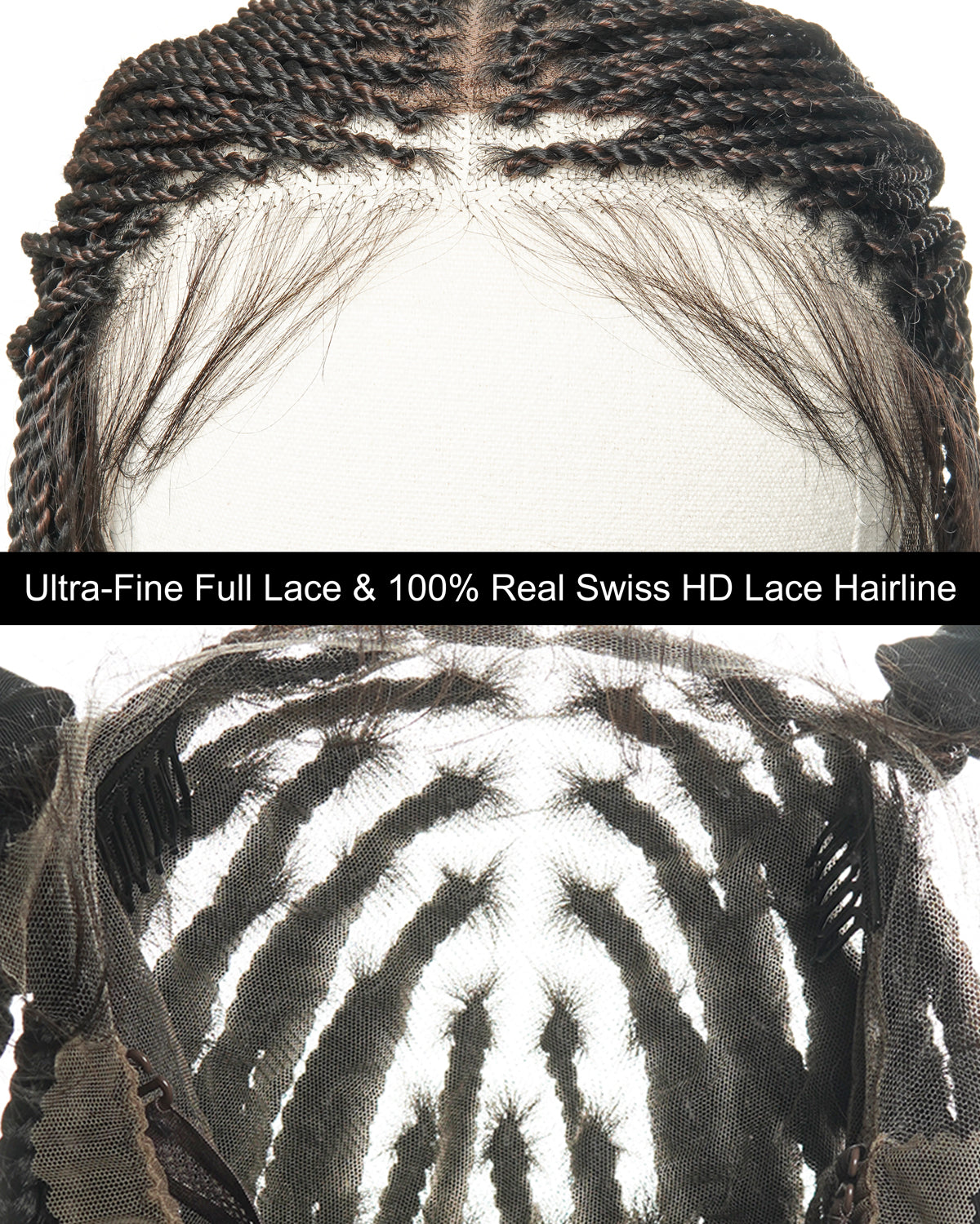 Mini Twist Braided Wig 14" Full Hand-tied HD Lace With Curly Ends - Human Baby Hair