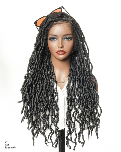 HD Faux Locs Wig Pre Bleached Human Hair Lace