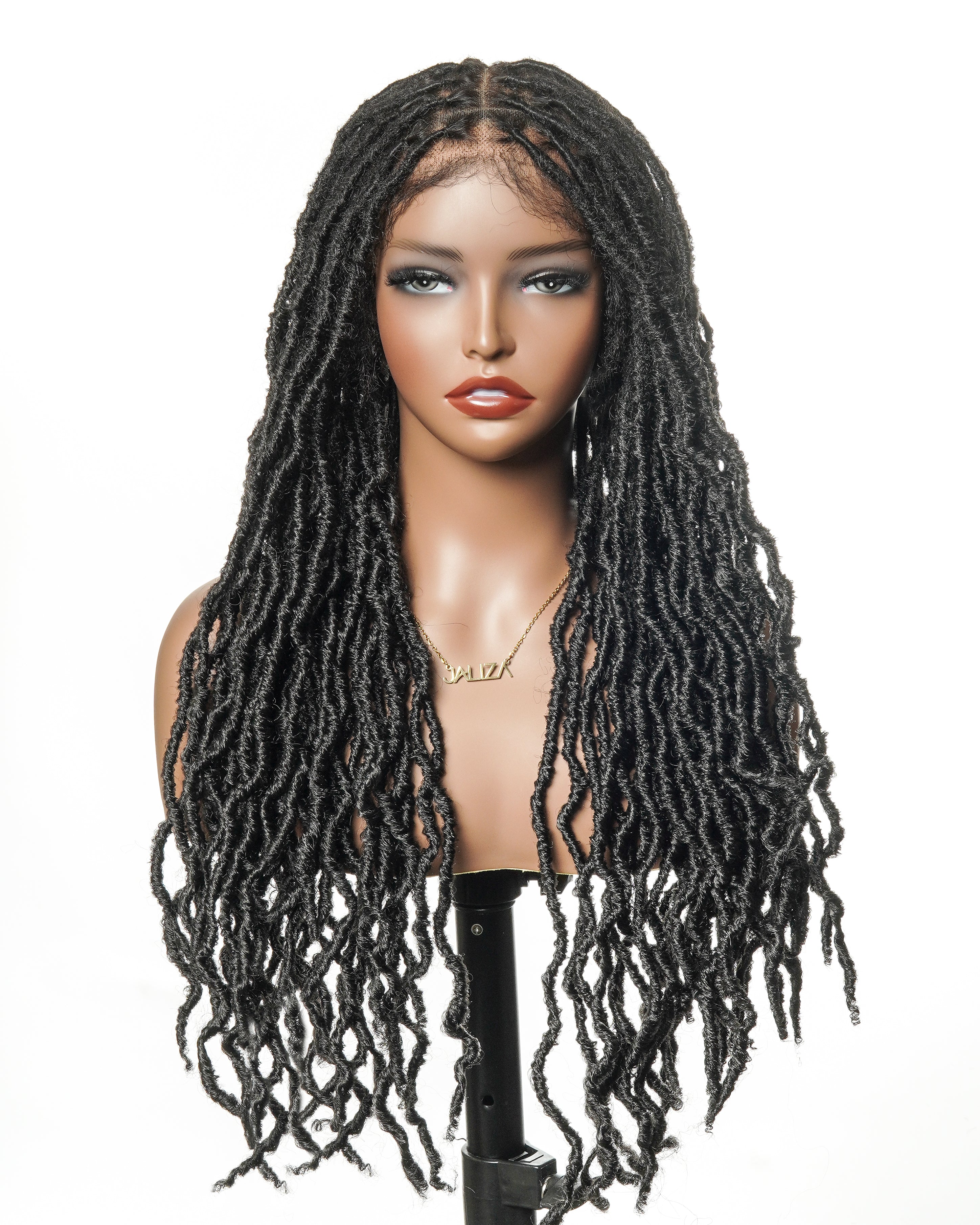 24" Pre Bleached Human Hair Lace HD Faux Locs Wig Salon-level Full Lace 80 Strands