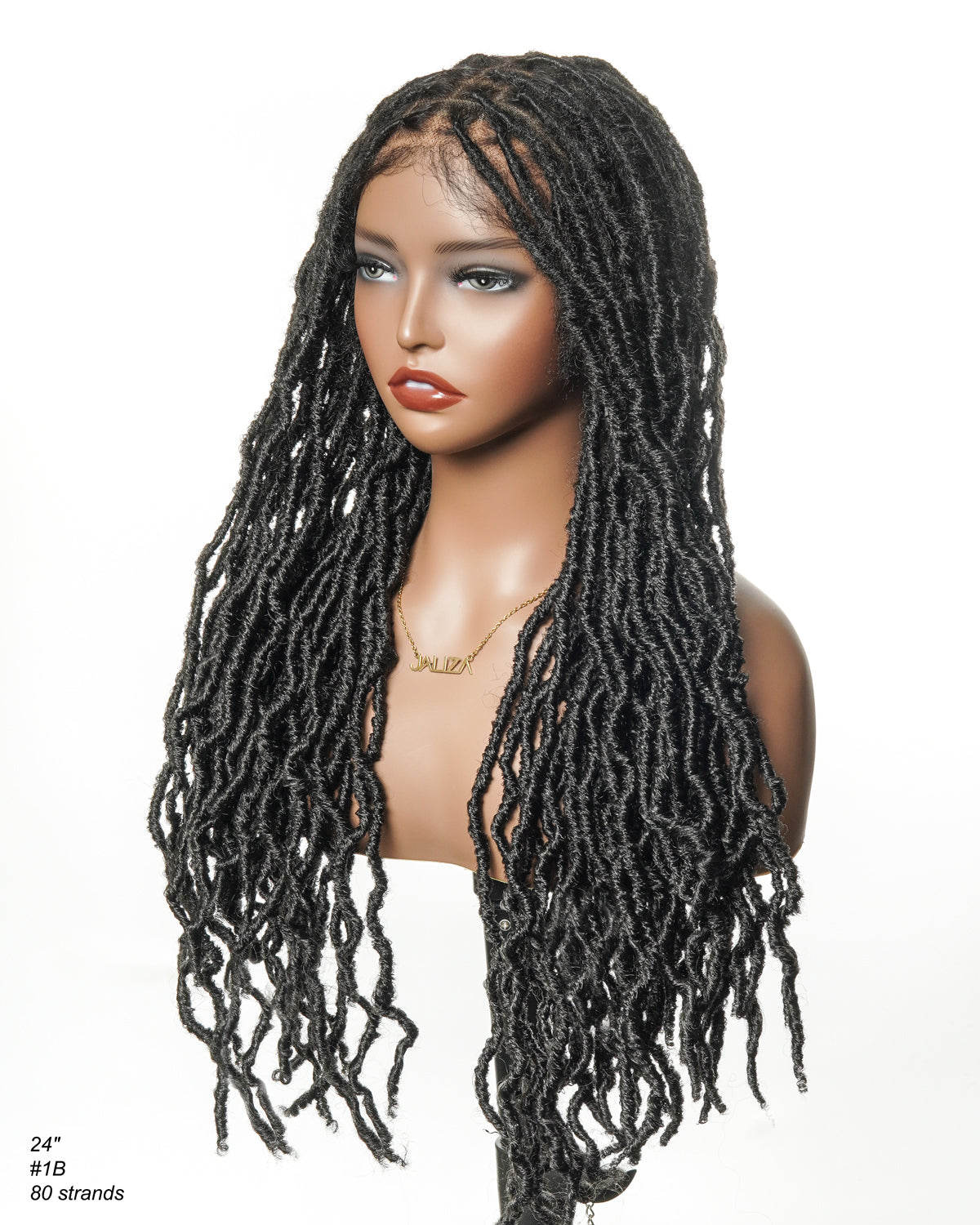 24" Pre Bleached Human Hair Lace HD Faux Locs Wig Salon-level Full Lace 80 Strands(Made to order, ships in 1-2 weeks)