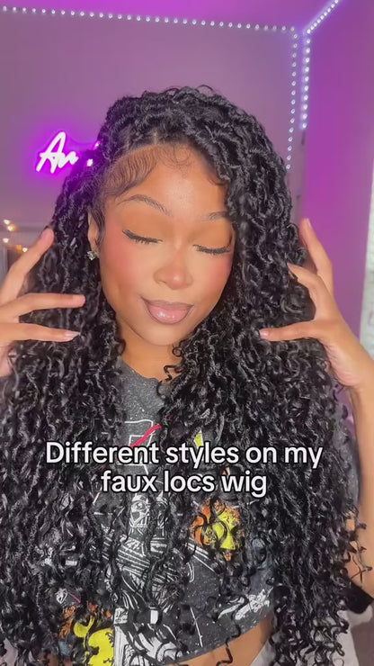 Boho Style Locs Braided Wig Full Hand-tied HD Lace 65 Strands - Human Baby Hair