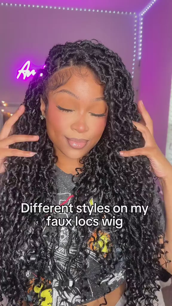 Locs Wig with Human Hair Boho Curls and Human Baby Hair