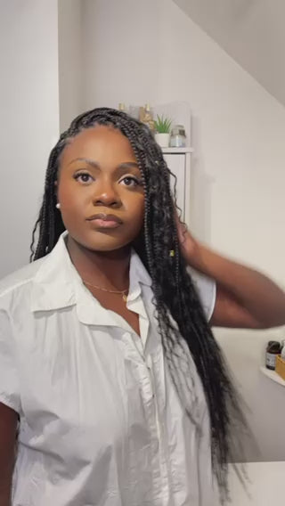 Tangleless Crochet Boho Box Braids With Human Hair Curls 20“（2 styled curls with tight ends）