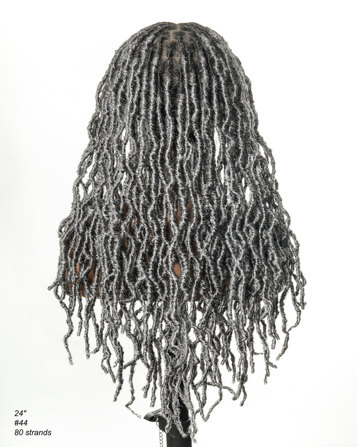 Salon-level Salt & Pepper Knotless Locs HD Full Lace Wig 80 Strands