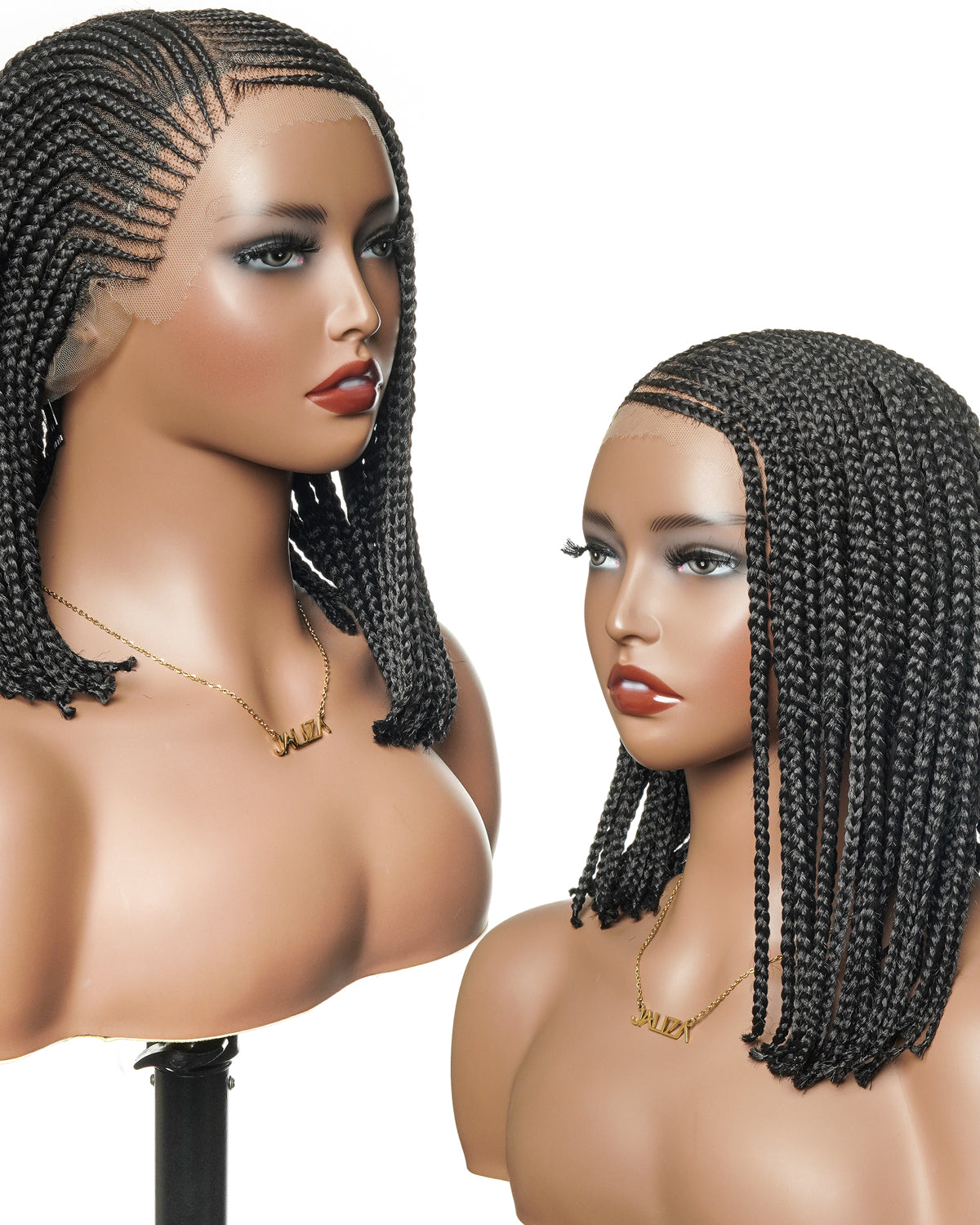 Pre Bleached Human Hair Lace Cornrow Style HD Full Lace Bob Box Braided Wig