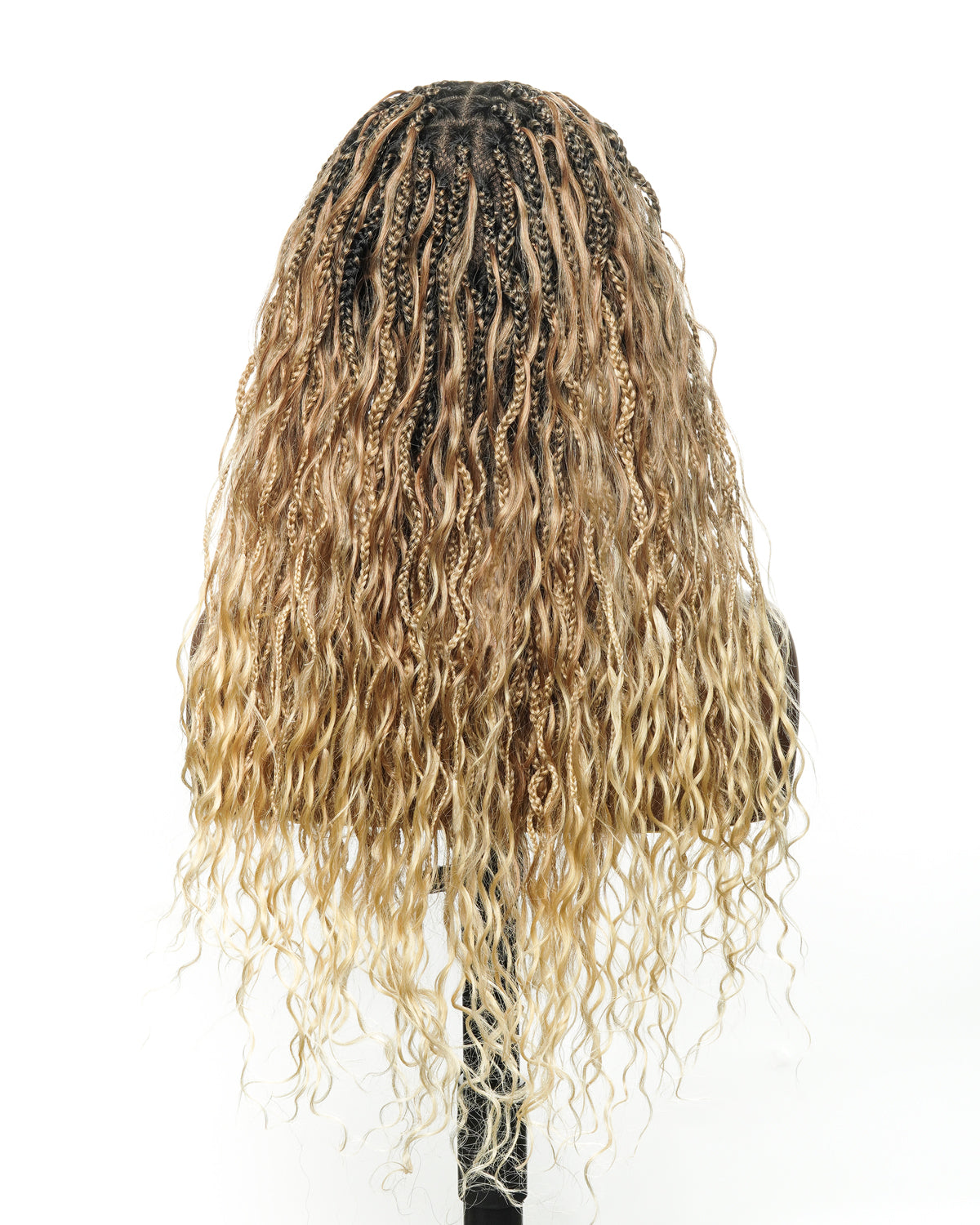 24 Inches Wavy Box Braids with Human Hair Cascading Boho Waves Boho Box Braided Wig  (Made to order, ships in 1-2 weeks)